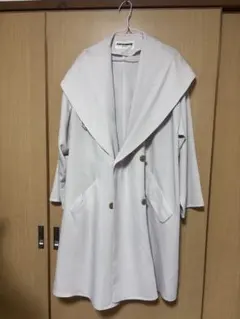 【レトロ可愛い】オンワード ビッグカラー ロングコート ヴィンテージ グレー