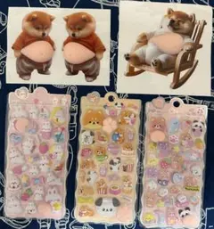 5点セット 3D おなかぷにぷにシール 肉球シール シール帳 立体ステッカーデコ