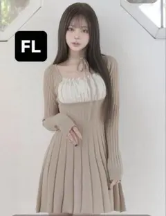 ダーリッチ ネックリボンデザインフレアニットミニワンピース