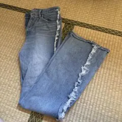サイドフリンジ デニムパンツ ライトブルーのサムネイル