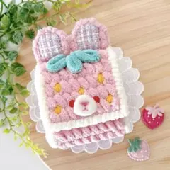 (No.2)モコモコ苺うさぎさんポーチ