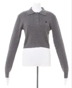 INGNI ケーブル長袖ポロニット　チャコールグレー