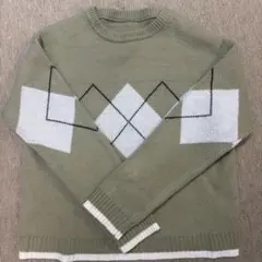 アーガイル柄 長袖ニットセーター