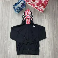 A BATHING APE 黑シャークフードパーカーL
