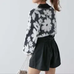 花柄長袖ニットセーター