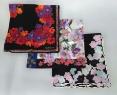 花柄　ハンカチ　3枚　ミニスカーフにも　No.90296