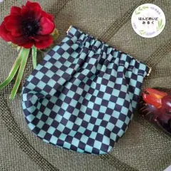 バネ口ポーチ 市松模様 ワンタッチ マルチポーチ 伝統文様 花柄 ハンドメイド