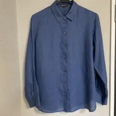 ポールスチュアート　ブルー　長袖リネンシャツ　サイズ8　レディースのサムネイル