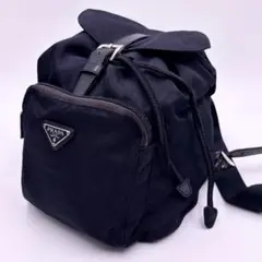 極美品✨PRADA プラダ ネイビー リュック バックパック 三角ロゴ カード有