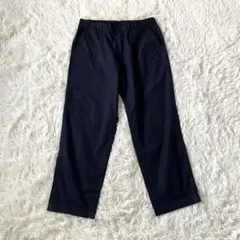 ユニクロ EZYアンクルパンツ ネイビー L ウエストゴム テーパード 綿麻混