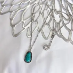 ターコイズ 涙型 ネックレス ユニセックス シルバー アンティーク レディース