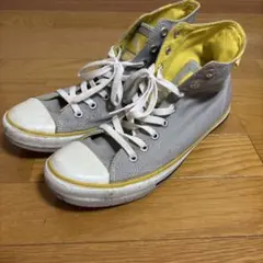 VANS キャンバス ハイカットスニーカー グレー×イエロー 2WAY 28cm