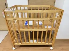 KATOJI ベビーベッド 木製ベビーベッド ナチュラル ブラウン 木