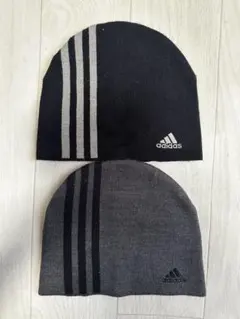 adidas ストライプニット帽 2個セット