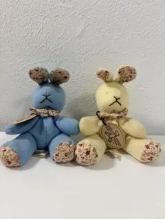 TEDDY HOUSE うさぎ ぬいぐるみ 2体セット レトロ 花柄 日本製