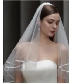 パール付きロングウェディングベール