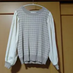 ベージュ系 長袖セーター風トップス