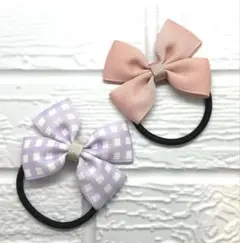 【078】ハンドメイド　グログランリボンのヘアゴム