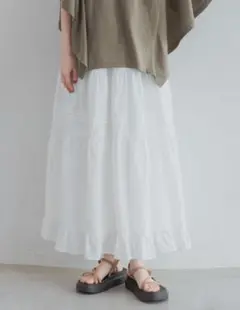 うさぎ様専用☆studio CLIP タックギャザーロングスカート ホワイト