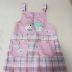 リトルツインスターズ エプロン ピンク チェック柄　子供用