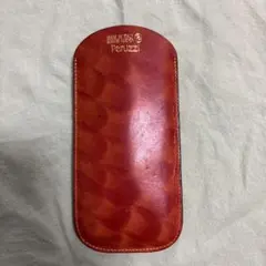 Peruzzi イタリア製 高級　本革 メガネケース 赤