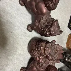 狛犬 置物 ペア 銅色