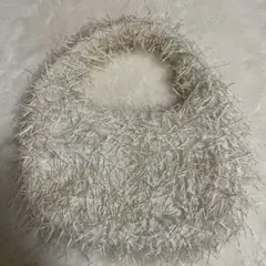 フリンジデザイン ホワイトハンドバッグ　sense of place ラメ