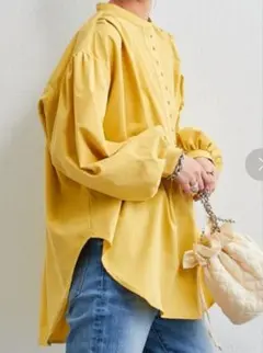 *試着のみ*　CIAOPANIC TYPY　バンドカラーブロードギャザーブラウス