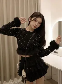 Darich ドットジャガードフェザーニットトップス