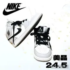NIKE ナイキ ジョーダン1 ミッド ライトスモークグレー 美品 24.5 Nike Air Jordan 1 Mid 