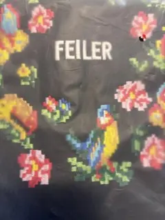 新品未使用 FEILER フェイラー 巾着バッグ 花柄 刺繍 ブラックのサムネイル