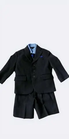 【美品】OLIVER HOUSEフォーマルスーツ 95cm冠婚葬祭黒ストライプ