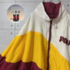90s メンズ ナイロンジャケット フルジップ 刺繍 ビンテージ　XL相当