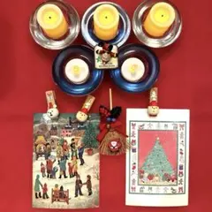 北欧風 クリスマス雑貨まとめ売り　LEDキャンドルガラスホルダー　木製クリップ