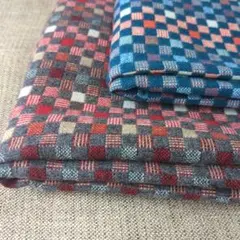 【尾州ウール和柄　市松紅葉】約145cm×約50cm　×　2種色違いセット