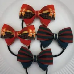 【999】クリスマスリボンヘアゴム4個セット
