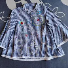 刺繍入りシャツ、ストライプ