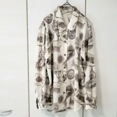 総柄シャツ ヴィンテージ 長袖シャツ 昭和レトロ 個性派 春夏 日本製