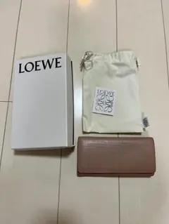 LOEWE カードケース 小銭入れ ピンクベージュ リネン アナグラム 