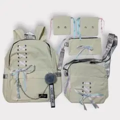 【新品未使用】リュック 豪華5点セット 編み上げリボン パステルカラー