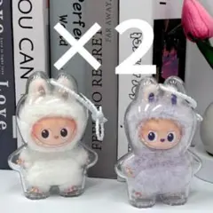M【最安値】2個 クリアケース ラブブ ミニ LABUBU イニシャル0303