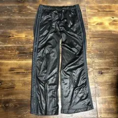 00s アディダス レザーライク オールブラック トラックパンツ 日本製 光沢