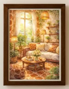 【水彩画アート】キリンのリビング 2L版写真用紙