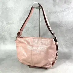 超美品 COACH シグネチャーワンショルダーピンク SOHO ゴールド金具