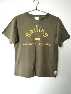 ナチュラルランドリー　半袖Tシャツ　ロゴプリント　カーキ　サイズ2のサムネイル