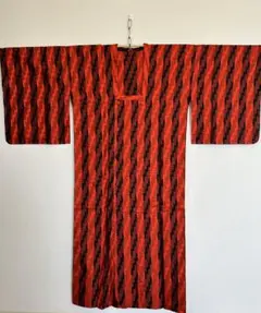 新品◇銘仙 道行ロングコート 着物コート 赤 レトロモダン