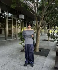 ur's オフショルダーリブニット