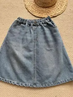 オススメ　デニム　スカート　長め　大人　１３０サイズ　美品　膝丈