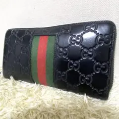 美品✨ GUCCI グッチ 長財布 ラウンドファスナー GGシマ シェリーライン