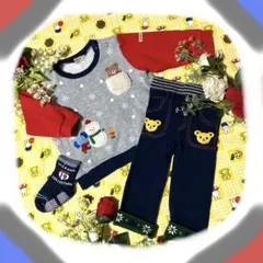 ミキハウス　ベビートレーナー80＆レギンス90セット　クリスマス　新品ソックス付